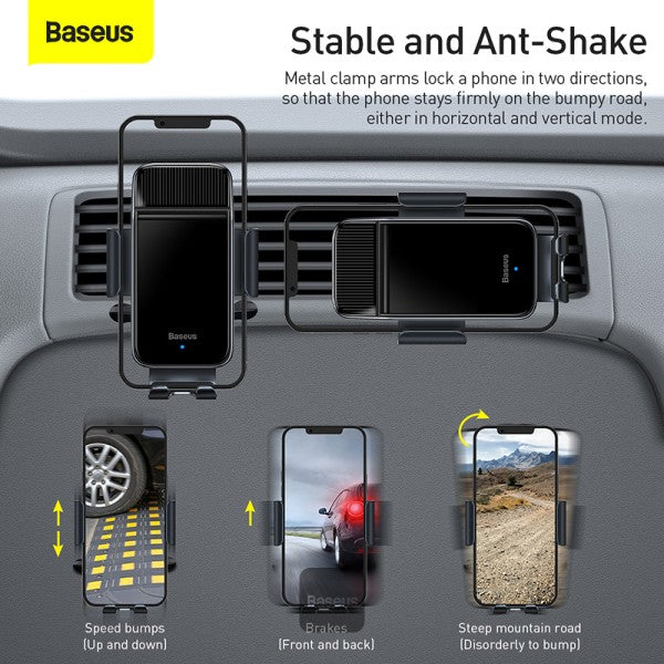 BASEUS Smart Solar Power Electric Wireless Phone Mount Holder (4.7" to 6.7")