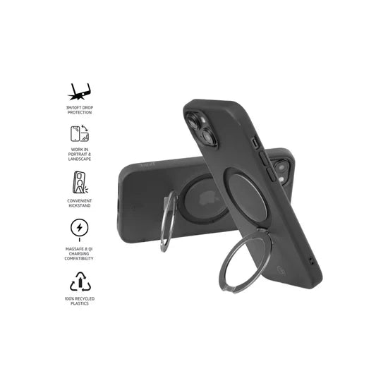 3SIXT - Neo Stand Case w/ MagSafe - iPhone 15 Plus - BLACK