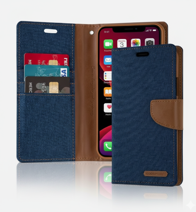 Goospery Canvas Book Case - IPHONE 13 PRO - ORANGE   (Clearance)